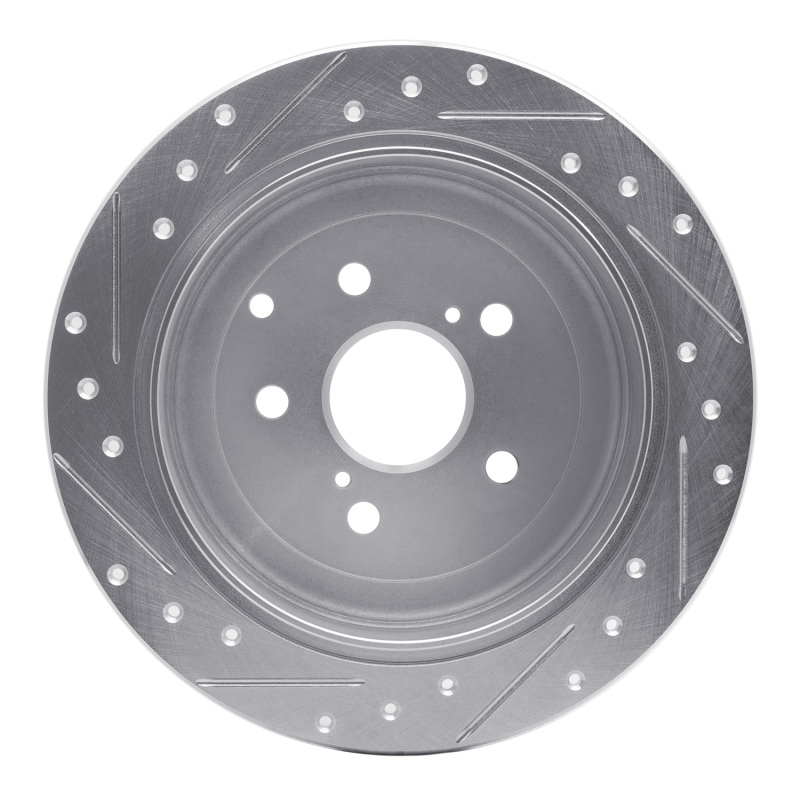 Lexus RX450h Brake Rotor (1) - Rear Right - R1 Concepts - Drilled & Slotted - Silver - `10-`20